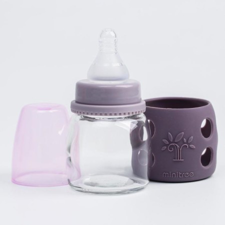 A bottle in a silicone case, glass, classic throat, +0 months, 60ml., Mix color for a girl-7