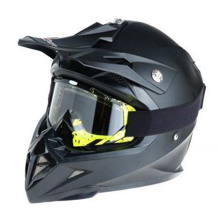 Glasses-mask for motorcycle driving, transparent glass, black-yellow color, OM-17-1