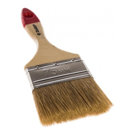 Brush flat bison 4-01003-075, natural bristles, wooden pen, 75mm-1