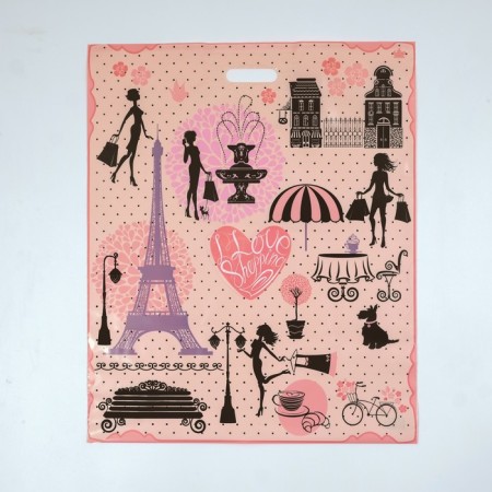 Package "French boutique", polyethylene with a cut pen, 50x60 cm, 100 μm