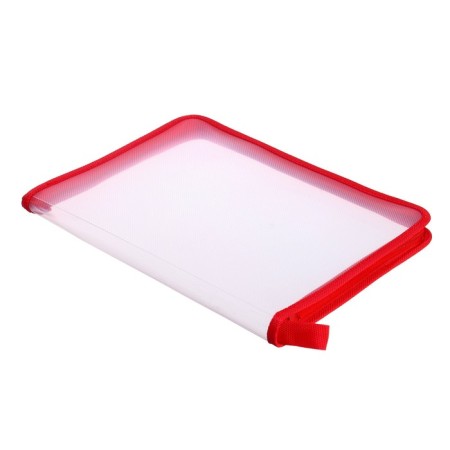 Lightning folder from 3 sides A4, 450MKM, transparent with red edging-1