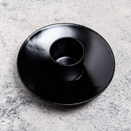 Lotus 2N candlestick Metal per 1 candle, 7.5x2.5 cm, black-2