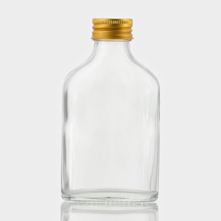 Glass bottle for sauces and oils with a metal cover, 100 ml, 6.5 × 3 × 12.5 cm