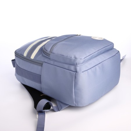 Young backpack from textiles on lightning, 5 pockets, blue color-4