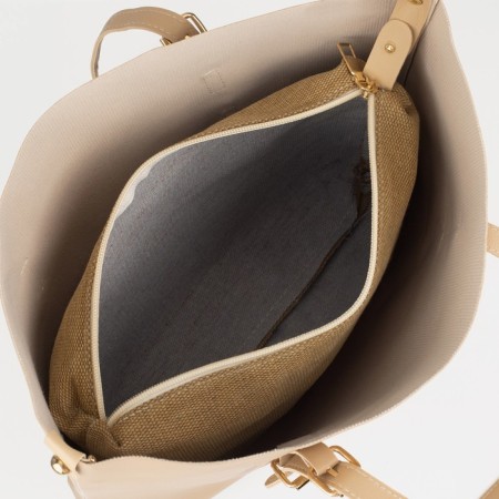 Zipper bag with lightning, beige color-2