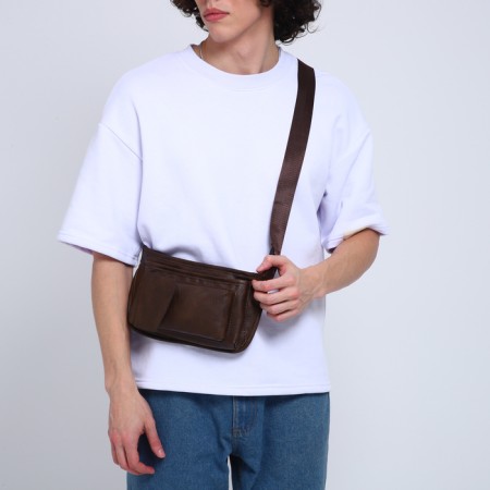 Lightning waist bag, 3 outer pockets, brown color-8