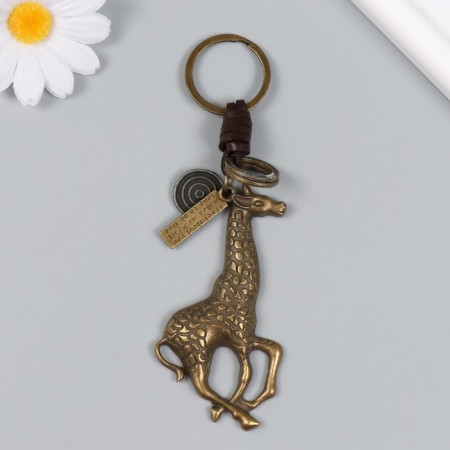 Metal keychain, giraffe leatherette, node 4x13 cm-1