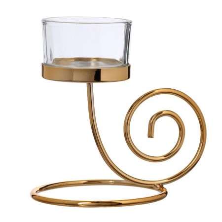 Climber Metal, glass for 1 candle "spiral" gold 12.5x9.8x8 cm-3
