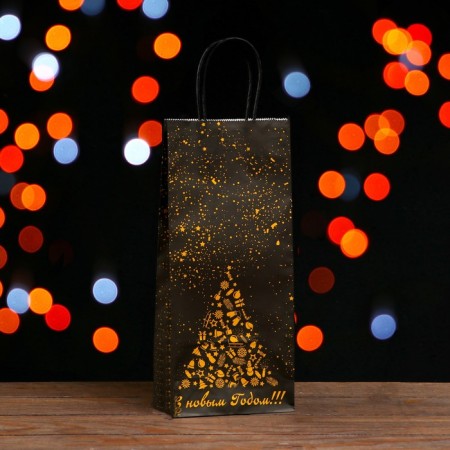 Craft package for the bottle "New Year tree" 14 x 8 x 32 cm