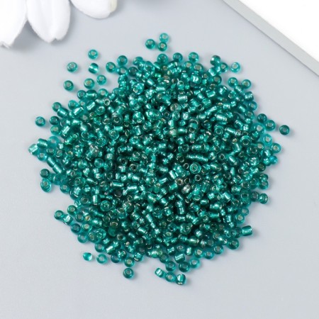 Beads "Astra" 11/0, 20 g (51a turquoise transparent with a silver center)-1