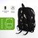 Young backpack from textiles on lightning, 3 pockets, black/light green color