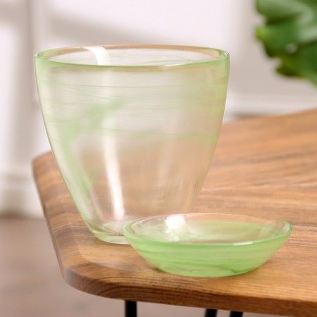 Flower pot with the pallet "Harmony", alabaster, green 0.85 liters-1