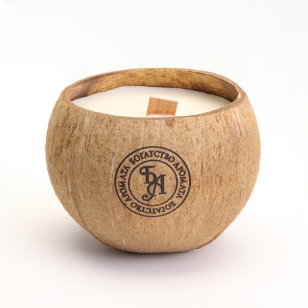 Candle in the coconut aromatic, cherry, soy wax, 8x10 cm, in the box-2