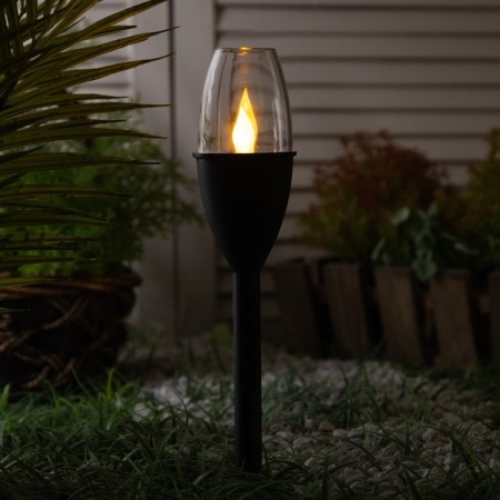 Sadovy lamp Uniel Candle on a sunny battery, 6.5 × 43 × 6.5 cm, flame effect