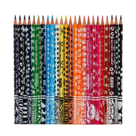 Pencils 24 colors "Zoo" Kalyaka-Malyak, trihedral, with print on the case, tree-1