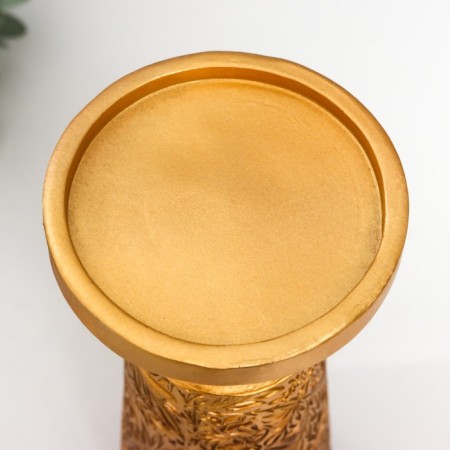 Polystone candlestick for 1 candle "Plant patterns" gold 25x9.5x9.5 cm-4