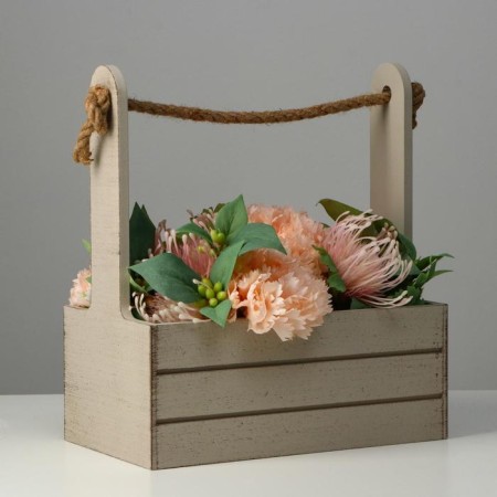 Wooden Kashpo 25.5 × 15 × 30 cm "Provence", pen Kanat, light gray