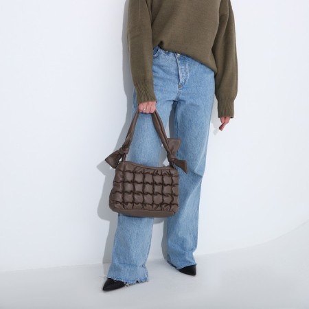 Load bag with zipper, long belt, beige color-6