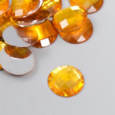 Decor for creativity plastic "Rhinestones Round. Amber" set 25 pcs 1.6x1.6 cm