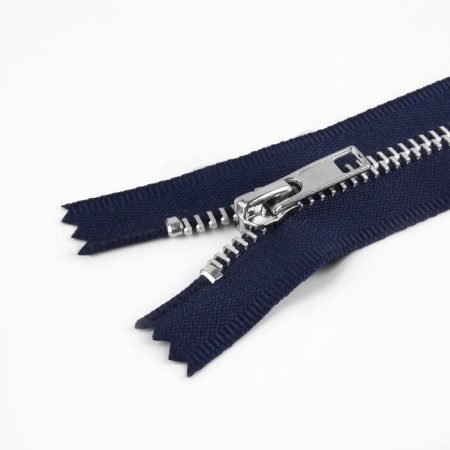 Metal zipper, No. 5, non-proceeding, automatic lock, 18 cm, dark blue color/nickel-1