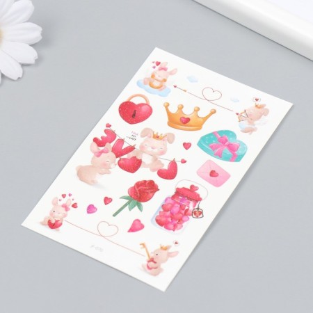 Tattoo on the body color "bunnies-romantics" sequins 12x7.5 cm-1