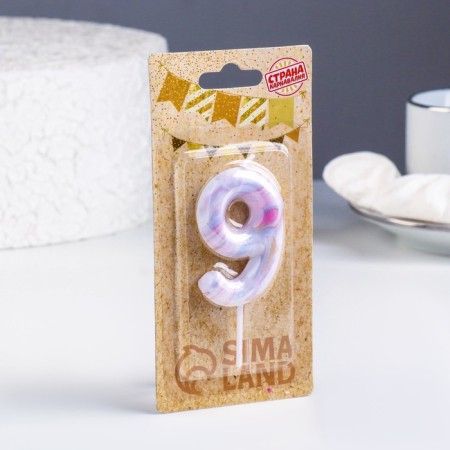 Candle in the “White Marble” cake, the number “9”, 5.5 cm-1