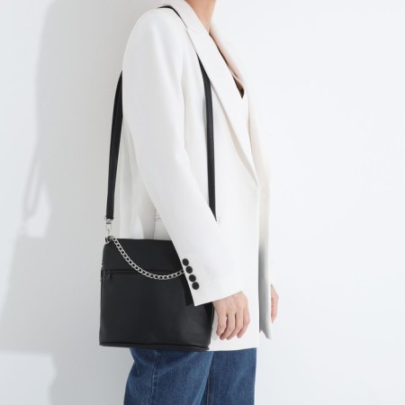 Janelli Cross-Boda Bag on a zipper, external pocket, black color-6