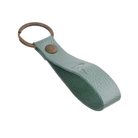 Leather keychain for a car key, strap, genuine leather, light green, heel-3
