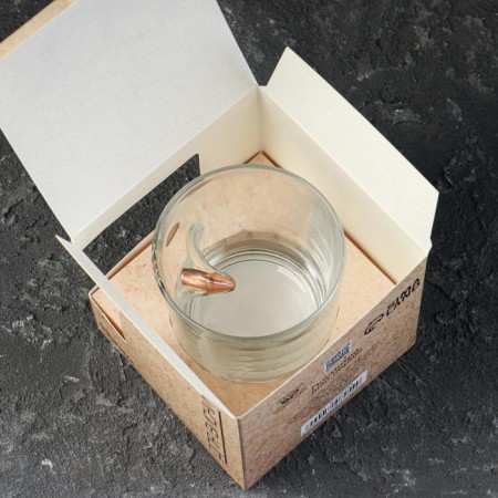 A glass "impenetrable", with a bullet, for whiskey, engraving, 250 ml-4