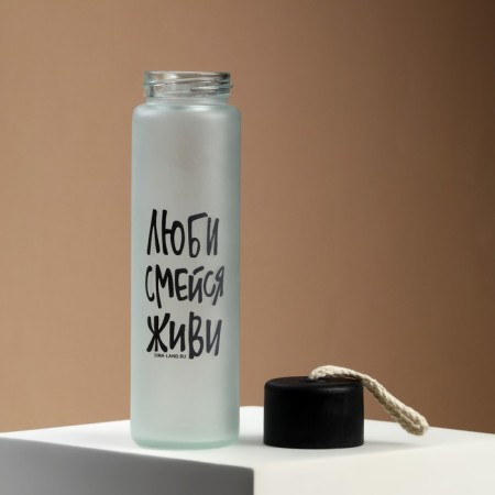 Water bottle "Love, laugh, live", glass, color mix, 350 ml-22