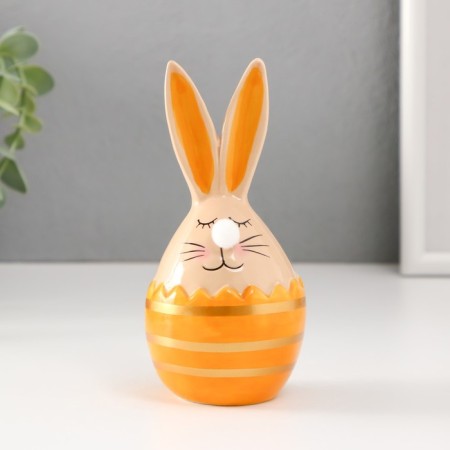 Souvenir Ceramics "Rabbit in an egg with stripes" beige-yellow 6.6x6.5x14.3 cm