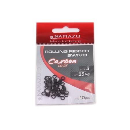 The Namazu Pro Rolling Ribbed Swivel, Brass, Carbon, Test-35 kg, packaging 10 pcs.