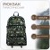 Tourist backpack on a zipper, with an increase, 6 outer pockets, green color