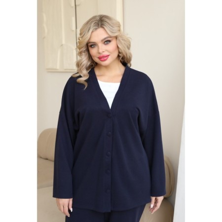 Women's costume: cardigan, trousers, size 50, black color-1