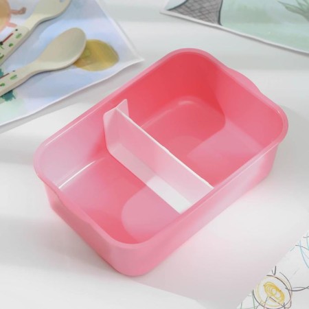 Lancer-Box Plastic with a spoon "Fun", 17.5 × 11.5 × 5 cm, 2 compartments, rectangular, color mix-2