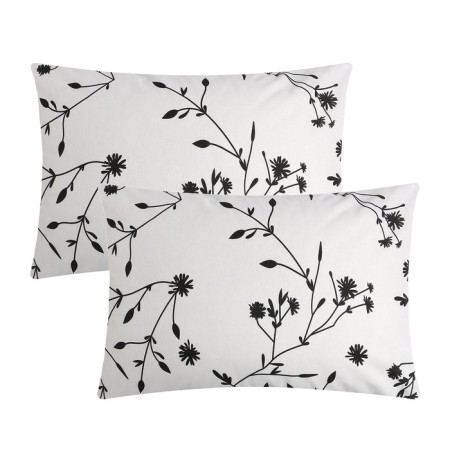 Pillow Pillowcase "Ethel" Black Flowers, 50x70 cm - 2 pcs, 100% cotton, Poplin