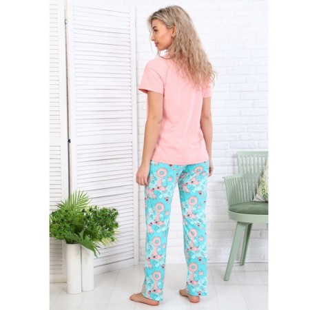 Female home set (T -shirt, trousers), pink color, size 50-2