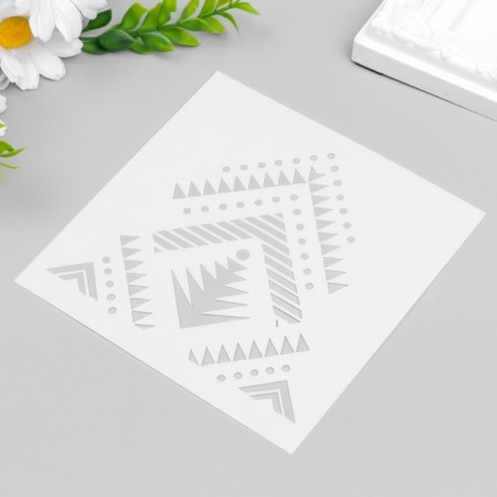 Stencil plastic "Geometric pattern - Indians" 13x13 cm-1