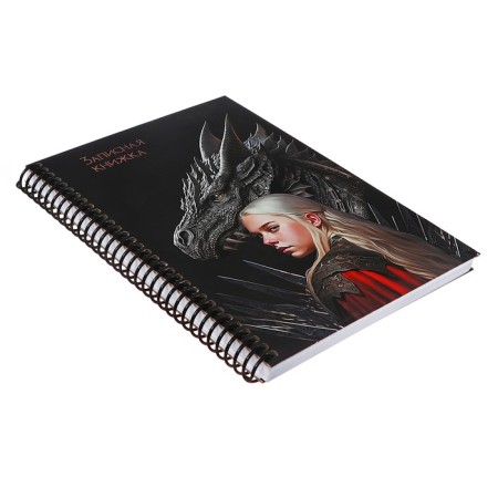 Note book A5, 96 sheets in a cage on the rowing "Dragon", hard cover, matte lamination, selective varnish, block 60 g/m2-1