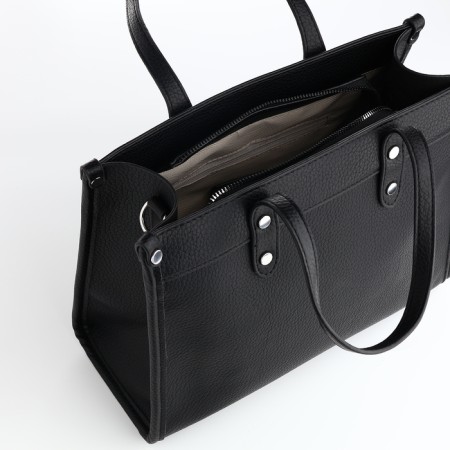 Women's bag with lightning, textura, average size, black color-7