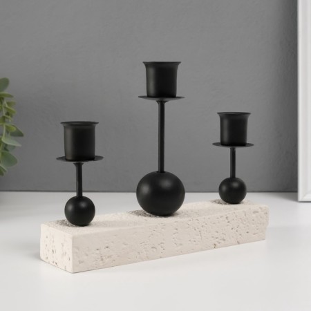 Gypsum candlestick, metal for 3 candles "three balls" d = 2.5 cm 5.5x20.4x15 cm-2