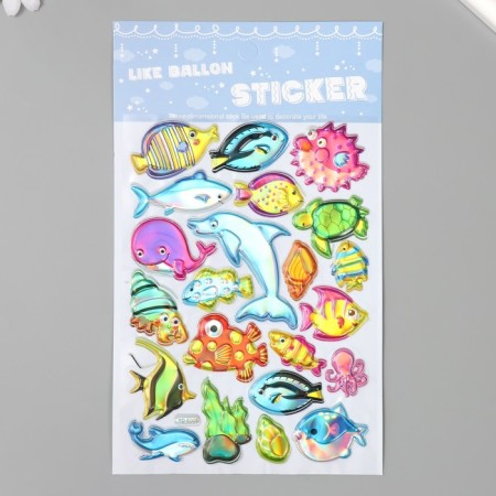 Stick plastic holography with a metal tint "Underwater World" 9.5x27 cm-3