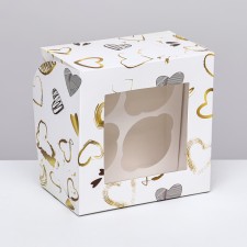 Box for 4 cupcakes with a window, 