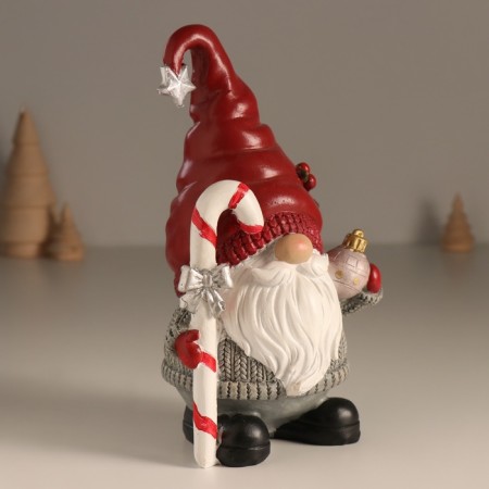 Souvenir Polystone Light "Santa Claus in the cap, with a Christmas tree and a lollipop" 12x9.5x19 cm-1