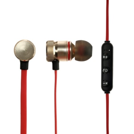 Wireless headphones Luazon vbt 1.30, vacuum, BT 4.1, 80 mAh, magnetic, black and red