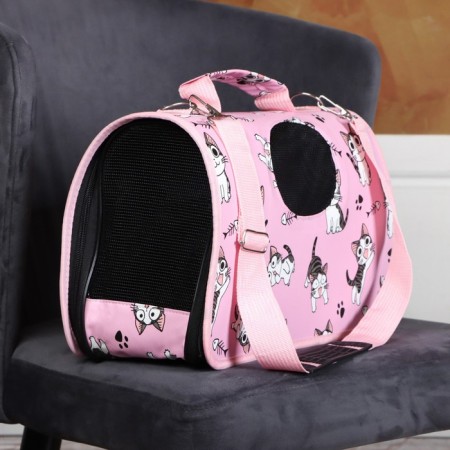 Bag - Animal Carrying "Playing Catcams", Pink, Size S, 37.5 x 17 x 22 cm-7