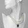 Set 2 objects: earrings, necklace "ladies" bright accent, white color in silver, 45 cm