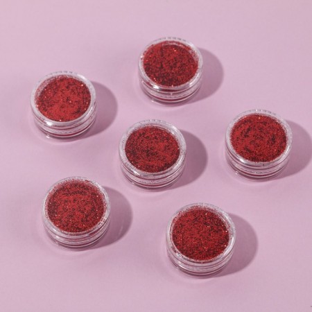 Set of sparkles for decor, small grinding, red color, 6 pieces
