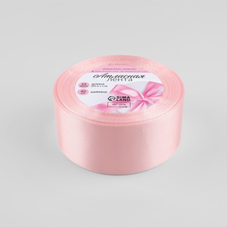 Satin tape, 40 mm × 23 ± 1 m, pastel pink color No. 43-1