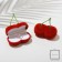 Velvet case for earrings/rings “Cherry”, 7 × 7, red color, white insert